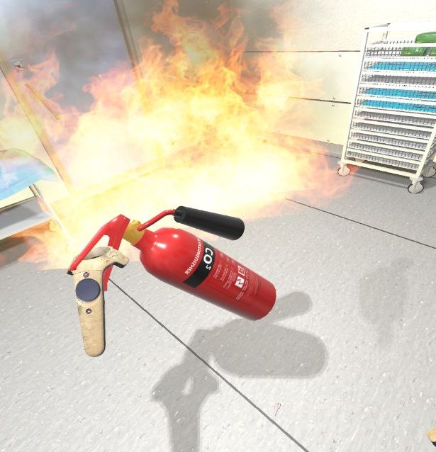Fire and extinguisher